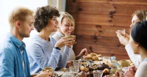 Family eating at restaurant