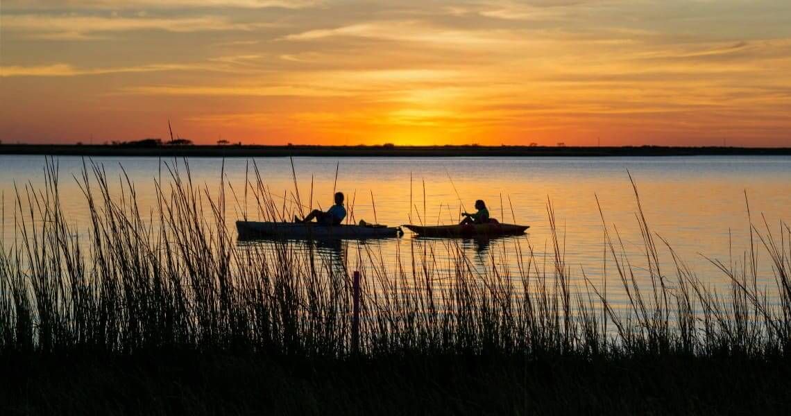 kayaking spots and rentals in matagorda bay-kayaking at sunset-7